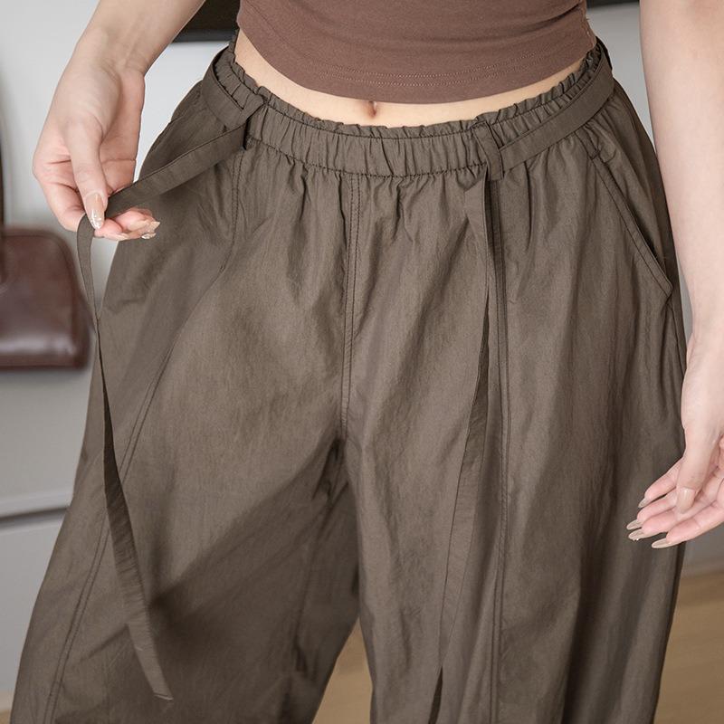 Very wide scimitar pants women's summer versatile and thin fungus edge pleated casual loose wide-leg pants