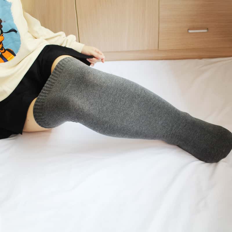 Oversized Women Autumn Winter Thick Stockings Thigh High Plus Size Elastic Over The Knee Black White Long Socks Leg Warmers Xxxl
