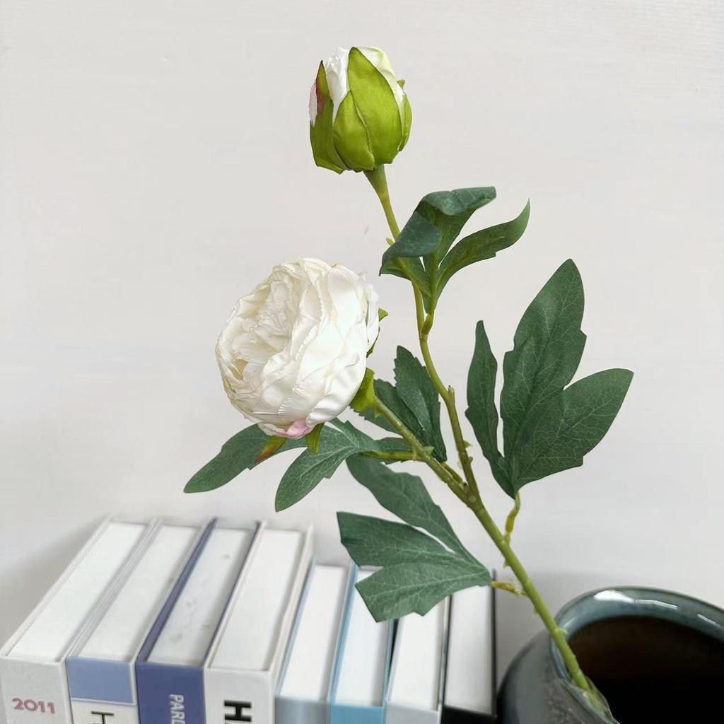 Artificial Peony Flower Head with Scorched Edge - Rich Peony Bouquet for Living Room Decoration