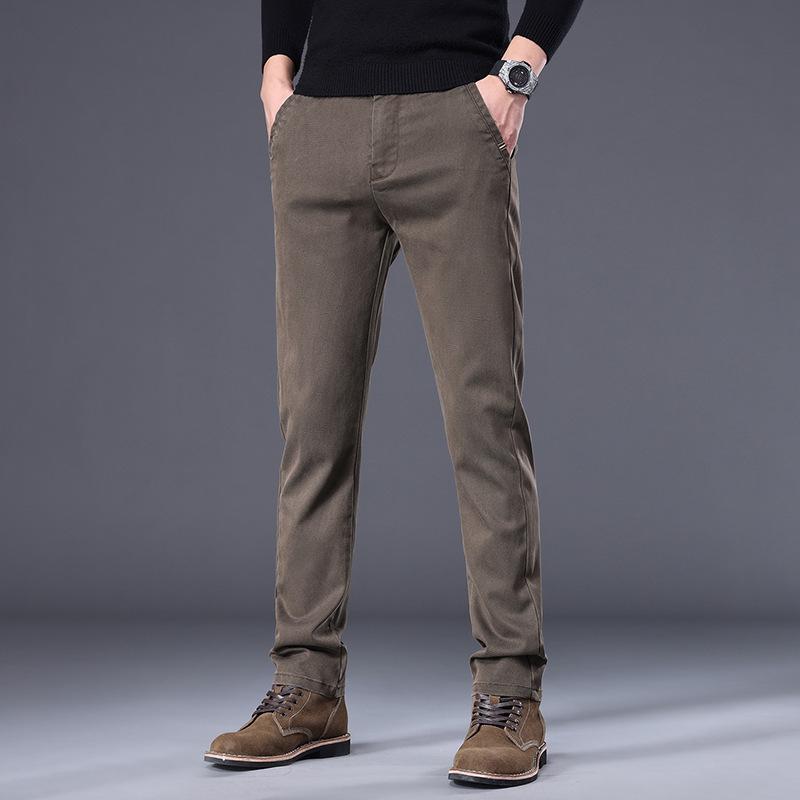 Men's Spring and Autumn New Green Men's Pants Versatile Simple Business Pants Solid Color Straight Trendy Men's Casual Pants