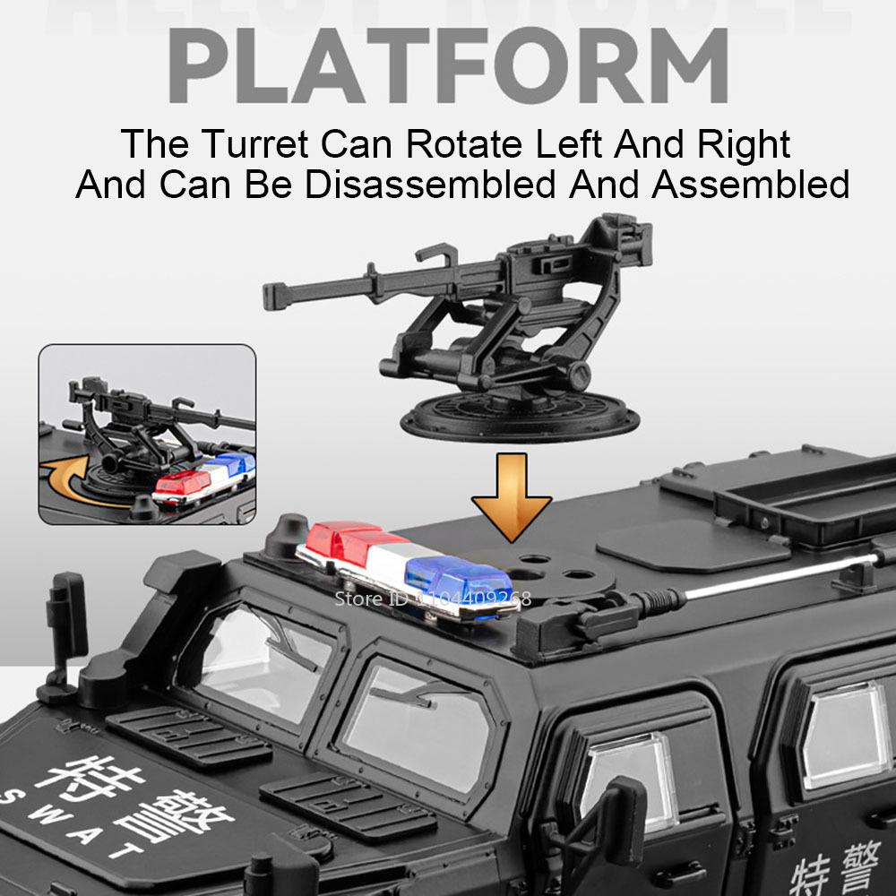 1:20 Dongfeng MengShi Alloy Car Model Toy Doors Opened Pull Back Music Light Off-road Police Cars Models Best Gifts for Boys