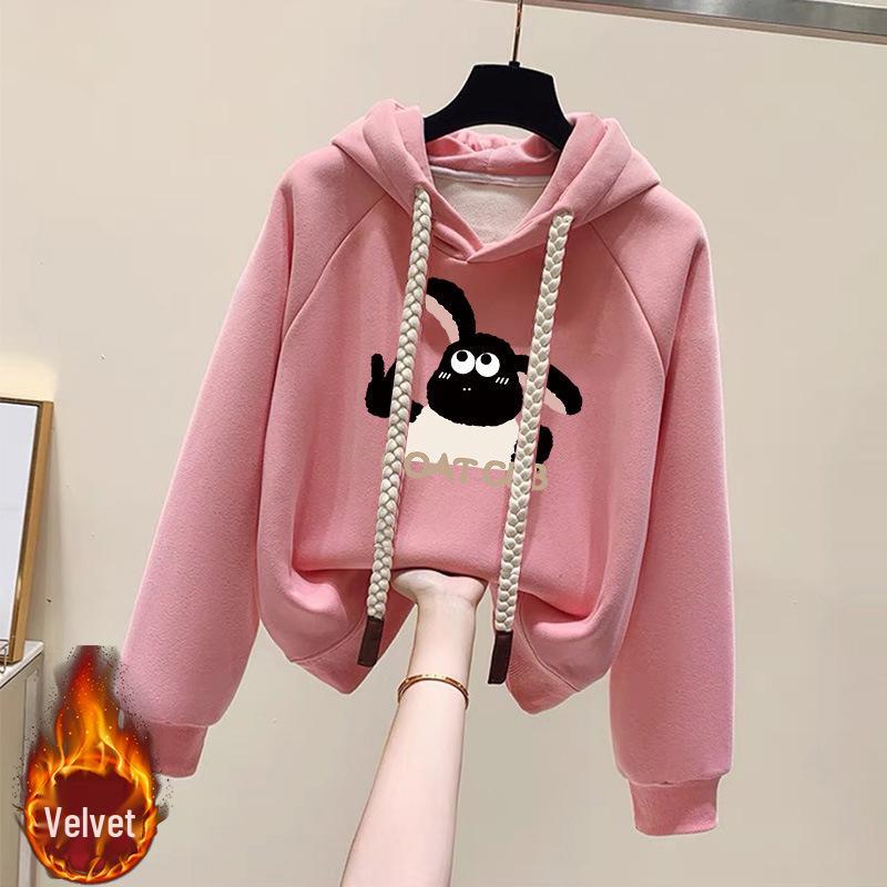 Women's Fleece-Lined Hooded Sweatshirt - New 2024 Petite Winter Dopamine Style