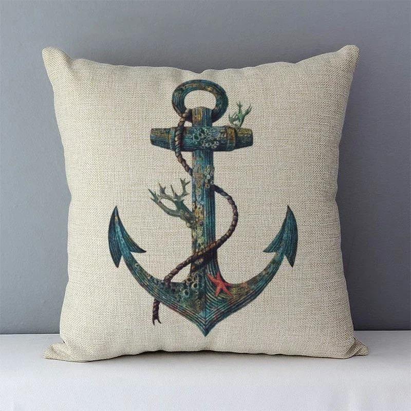 Home Decor Vintage Nautical Patterns Pillow Covers Pattern Cushion Cover Suitable for Sofa Bedroom Car Pillow Cover