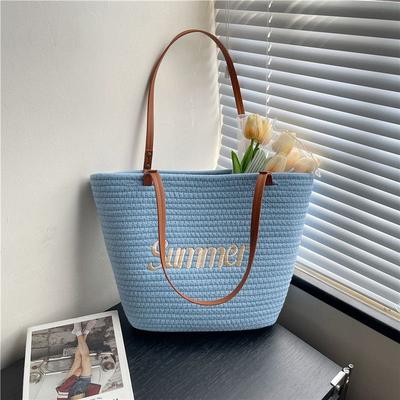 Spring New Design Fashionable and Personalized Shoulder Bag Large Capacity Sewn Woven Bag Tote Bag