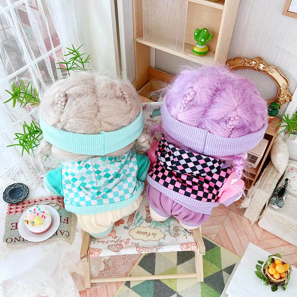 Niannyyhouse 20cm Plush Doll Clothes, Headband, Hoodie, Coat, Pants, Cotton Doll, Dress-Up (Green)