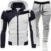 Men's Two-Piece Color Block Hooded Cardigan & Joggers Set