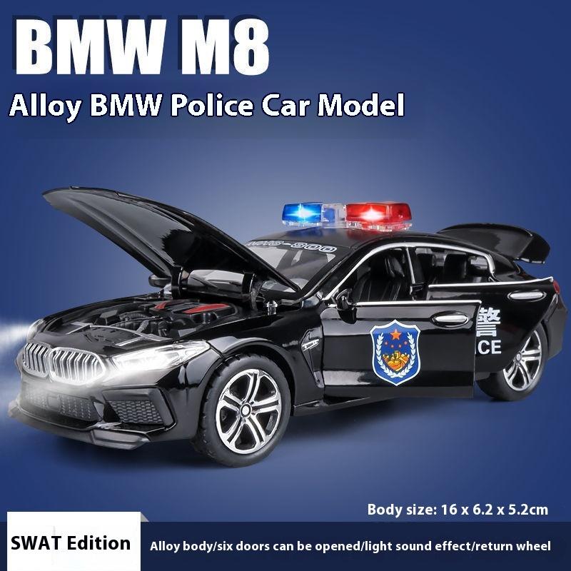 1:32 BMW M8 Alloy Car Diecast Model Sound Light Toy Office Decoration Accessories Children's Toy Kids Gift Birthday Present