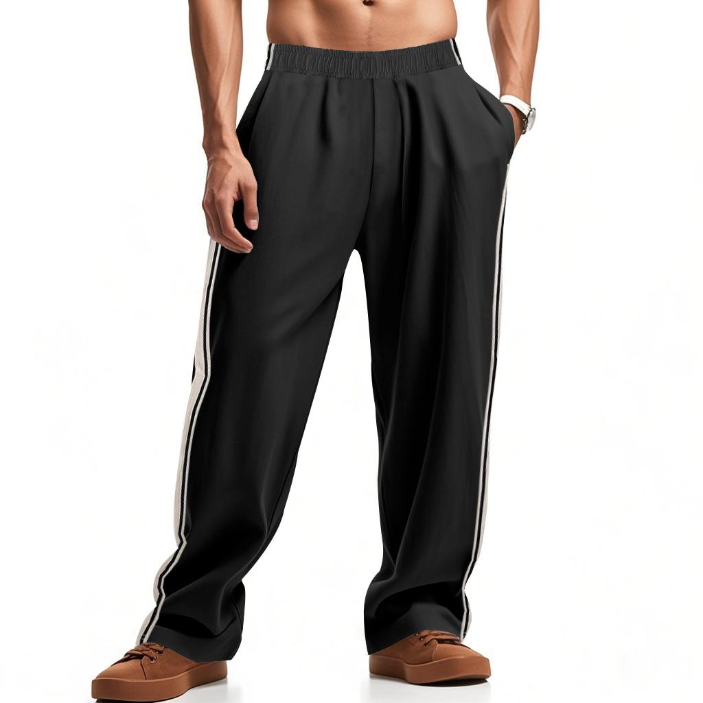 Men's Pants Men's Loose Side Stripe Wide Leg Straight Men's Sweatpants