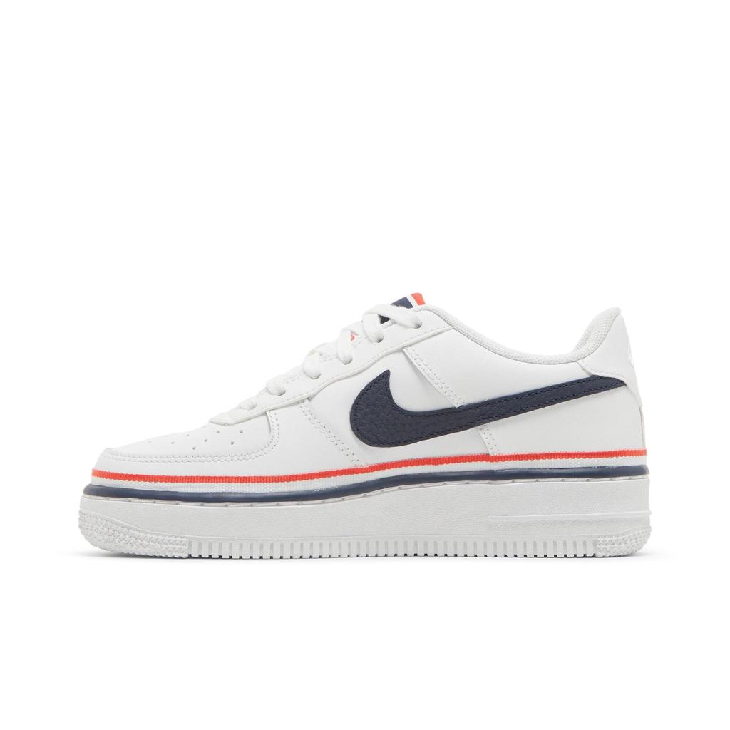Nike Air Force 1 LV8 1 Grade School 'White Concord' (Unisex) White / University Red / Concord Kids' Skateboarding Shoes CW0984 100