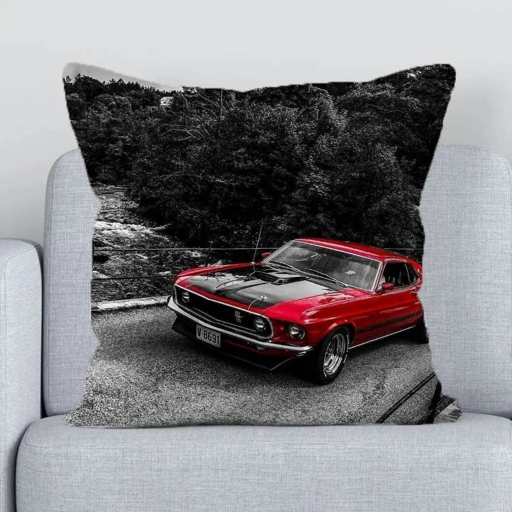 Office Home Decor American Muscle Car Printed Pillow Cover Seat Cushion Cover