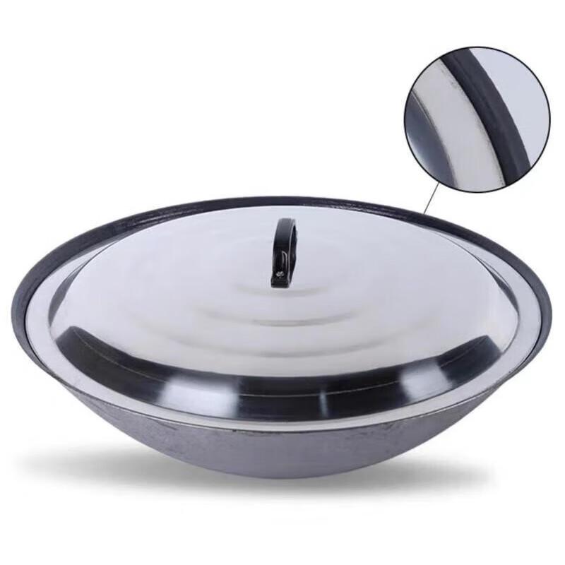 GOWKE 62cm Traditional Cast Iron Wok with Lid