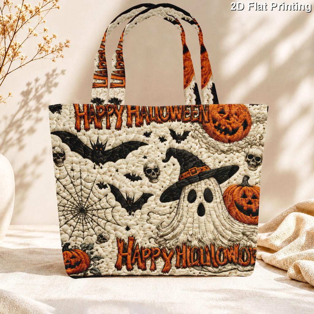 1 Stück Halloween Fledermaus Kürbis gesteppte Tragetasche Große Kapazität Leichte Damen Umhängetasche für Reisen & Einkaufen