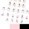 24Pcs/Set Quick Nails Black And White French Waves False Nials Sticker Wearable Waterproof Manicure Finished Nails