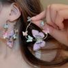 Silver needle retro Hong Kong style dripping oil round earrings niche temperament earrings fashion light luxury summer women's high-end earrings