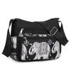 Women Elephant Print Crossbody Bag Multi Pocket Shoulder Bag Large Capacity Lightweight Travel Messenger Purse Zipper Handbag