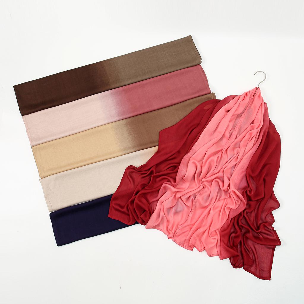 New Arrival Gradient Cotton Rayon Hijab Scarf For Women Muslim Hiabs Ombre Big Size Shalws Headscarf Wraps Headband Islam Turban