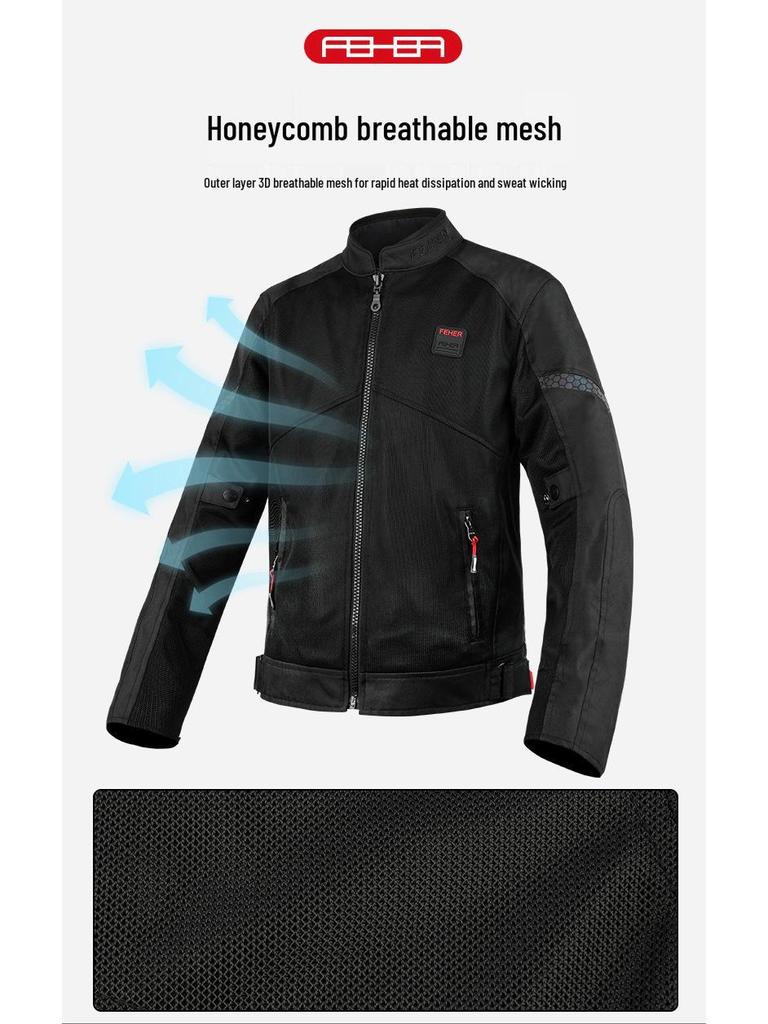 FEHER Summer Mesh Motorcycle Jacket: Breathable, Anti-Fall Riding Suit for Men and Women