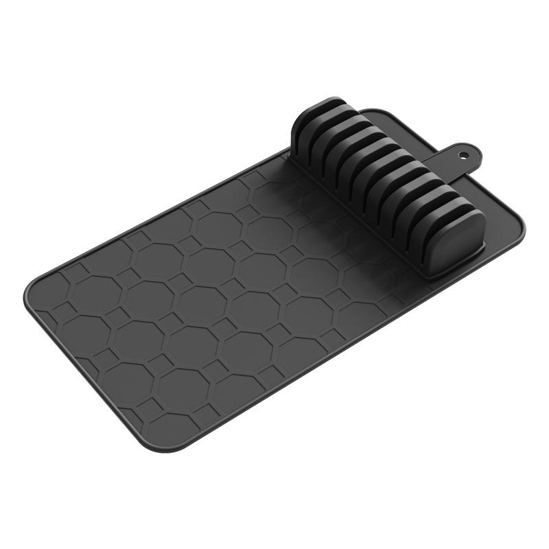 Silicone Knifes Organizer Kitchen Knife Holder Detachable Cutlery Pad 10 Slots Knives Holder Home Kitchen Accessories чёрный