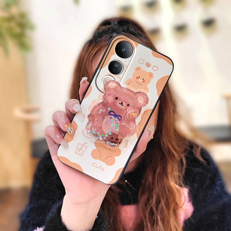 Fashion Design Dirt-resistant Phone Case For VIVO V50 Lite 5G Global Rotatable stand Quicksand Waterproof Cartoon TPU