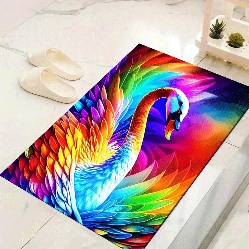 

1pc Beautiful swan Print, Design Indoor Area Rug - Soft, Anti-Slip, and Durable Gaming Room Decor for Bedroom 60cm by 90cm