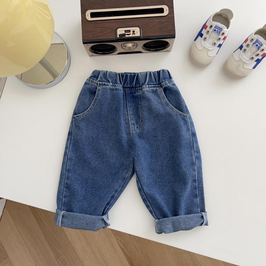 Baby Boys' Solid Color Casual Jeans - Korean Style, Soft & Versatile for Spring/Autumn