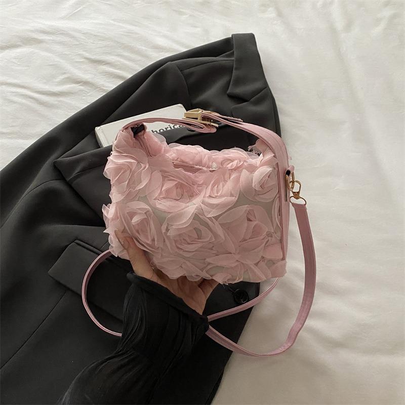 

Premium Lace Flower Dinner Bag Bridal Wedding Dress Bag Sweet Shoulder Crossbody Handbag розовый