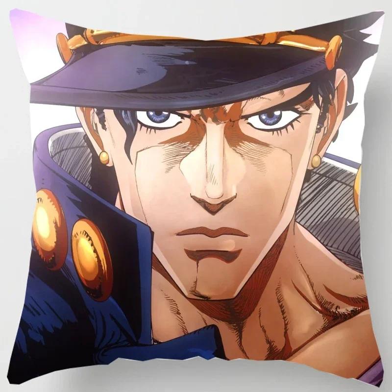 Anime Jojo Bizarre Adventure Jotaro Cushion Cover For Sofa Home Decorative Throw Pillow Cover Polyester Pillowcase Support