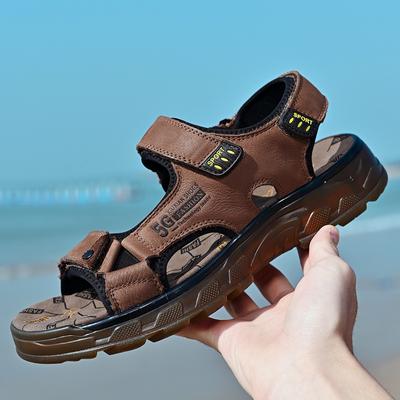 Top Layer Cowhide Sandals Summer New Non-Slip Thick Bottom Outdoor Beach Shoes Tendon Bottom Versatile Casual Shoes for Men