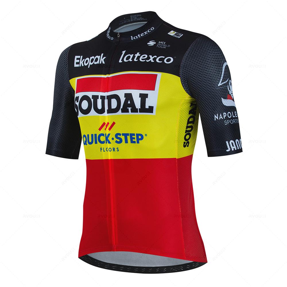 2026 Soudal Quick Step Team Cykeltröja Set Sommar Cykel Andningsbar Herr MTB Cykelkläder Maillot Ropa Ciclismo Uniformer Dräkter