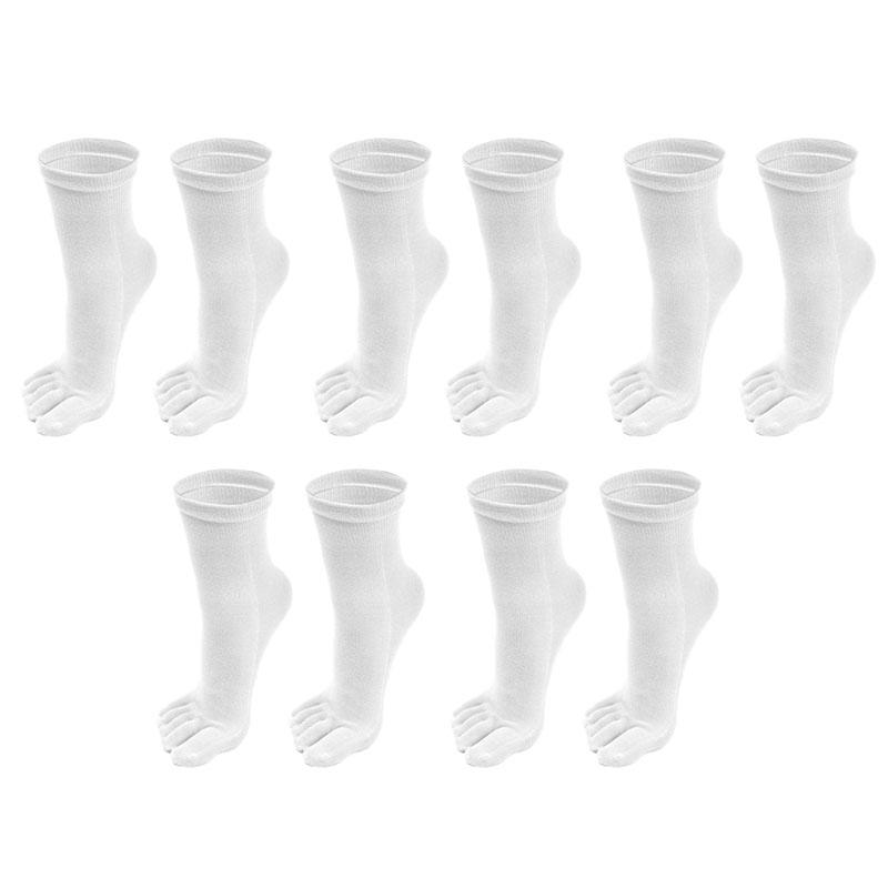 5 Paia Calzini alla Caviglia a Dita Separate per Uomo Donna Calzino Monocolore a Cinque Dita Calzino Sportivo da Corsa in Cotone Assorbente Sudore Calzino a Tubo Medio con Dita Separate