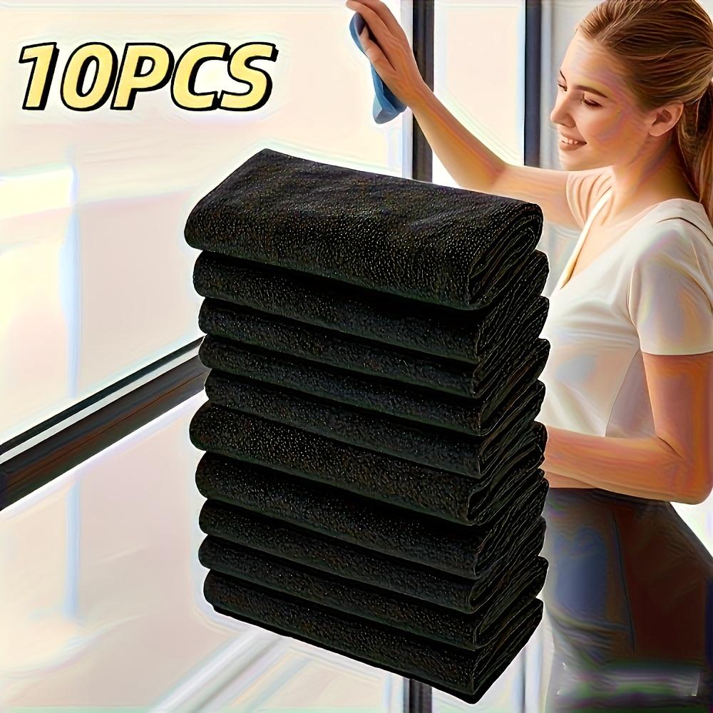 10-Pack Black Magic Glass Cleaning Cloths-Thickened Ultra-Fine Fiber,No-Residue Wipe for Windows,Mirrors,Cars,Kitchen & Bathroom