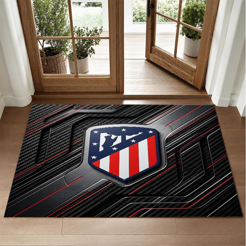 Atletico Madrid Design Crystal Velvet Rug Soft Decorative Mat for Bedroom Entrance