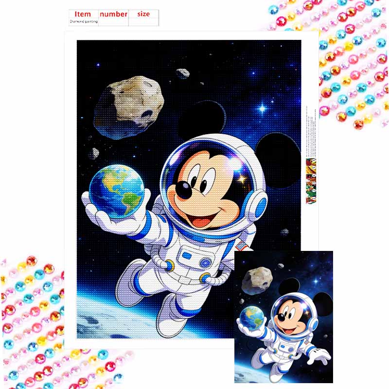 Disney diamond painting handmade diy mosaic space astronaut Mickey Mouse rhinestone kit home decoration gift Round 20x30cm