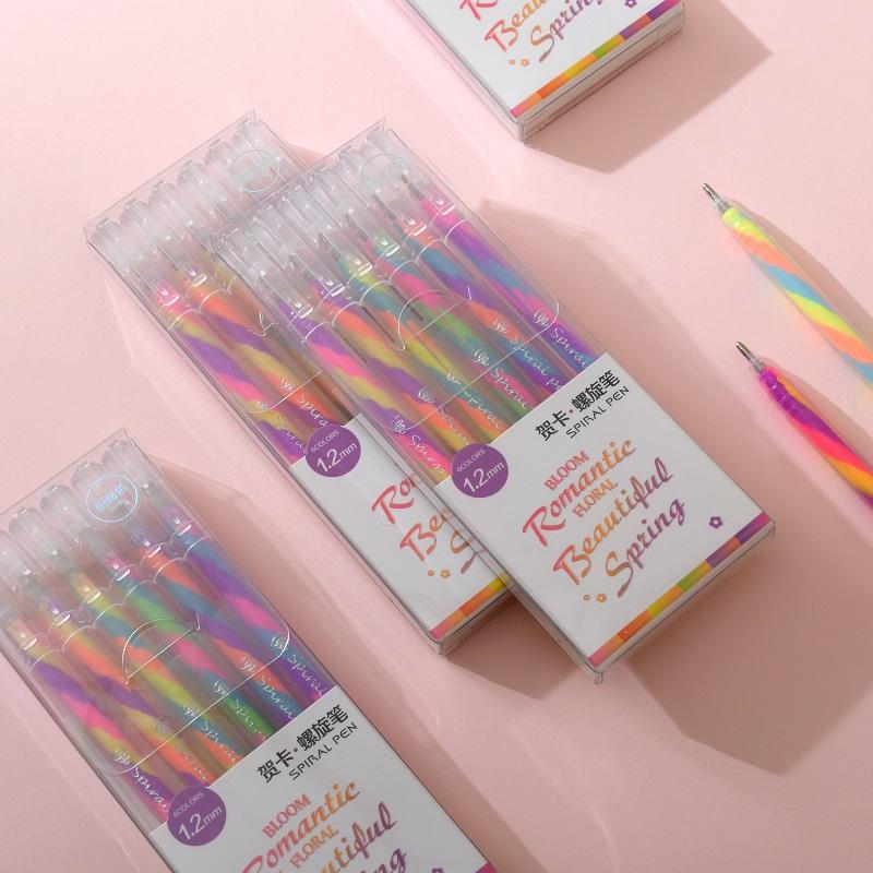Christmas Color Fluorescent Neutral Pen Student Marking Hand Account Drawing Greeting Card Festival Atmosphere Spiral Pen 1.2mm