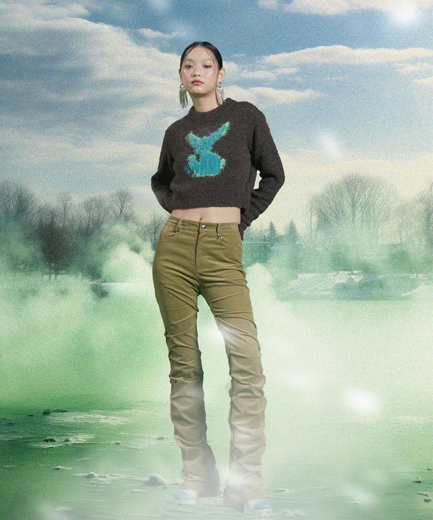 LALAFOX Corduroy Shirring Pants Olive Bp4Wp003
