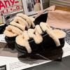 Hochwertige Pelz Damen Baumwoll Hausschuhe Flach Plateau Warme Schuhe Kurzer Plüsch Damen Stiefel Winter Freizeit Schnee Botas De Mujer