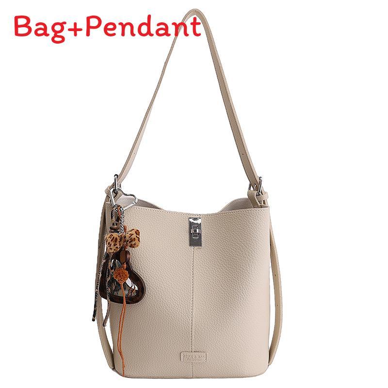 Pu Retro Fashion Water Bucket Bag For Daily Casual Womens Shoulder Purse