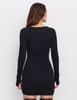 European & American Style Slim-Fit Solid Color Knitted Ruched Dress with Long Sleeves for Autumn & Winter