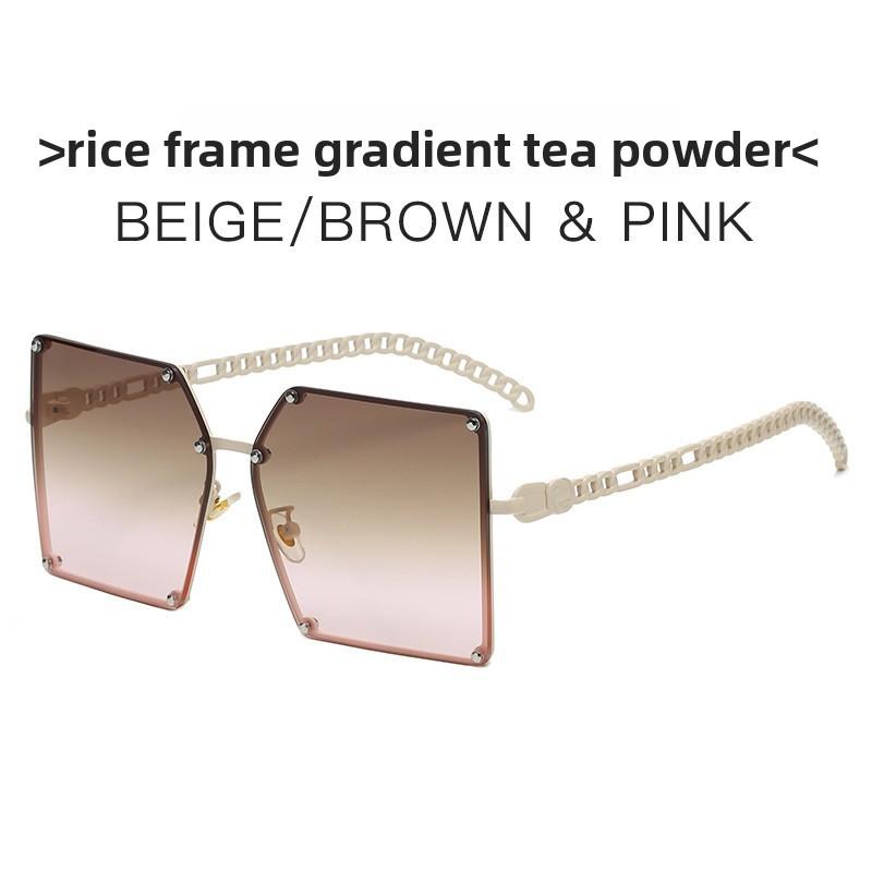 Summer Fashion Square Frame Sunglasses Chain With Uv400 Protection For Casual Wear