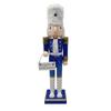 38Cm Hanukkah Nutcracker Wooden Soldier Ornament Blue and White Festive Judaica Tabletop Decor for Christmas Mantel Holiday