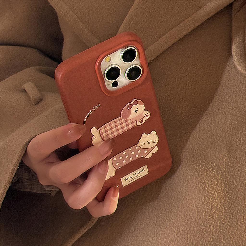 Ins Style Red Three-dimensional Retro Cartoon Phone Case Suitable for 11/12/13/14/15/16