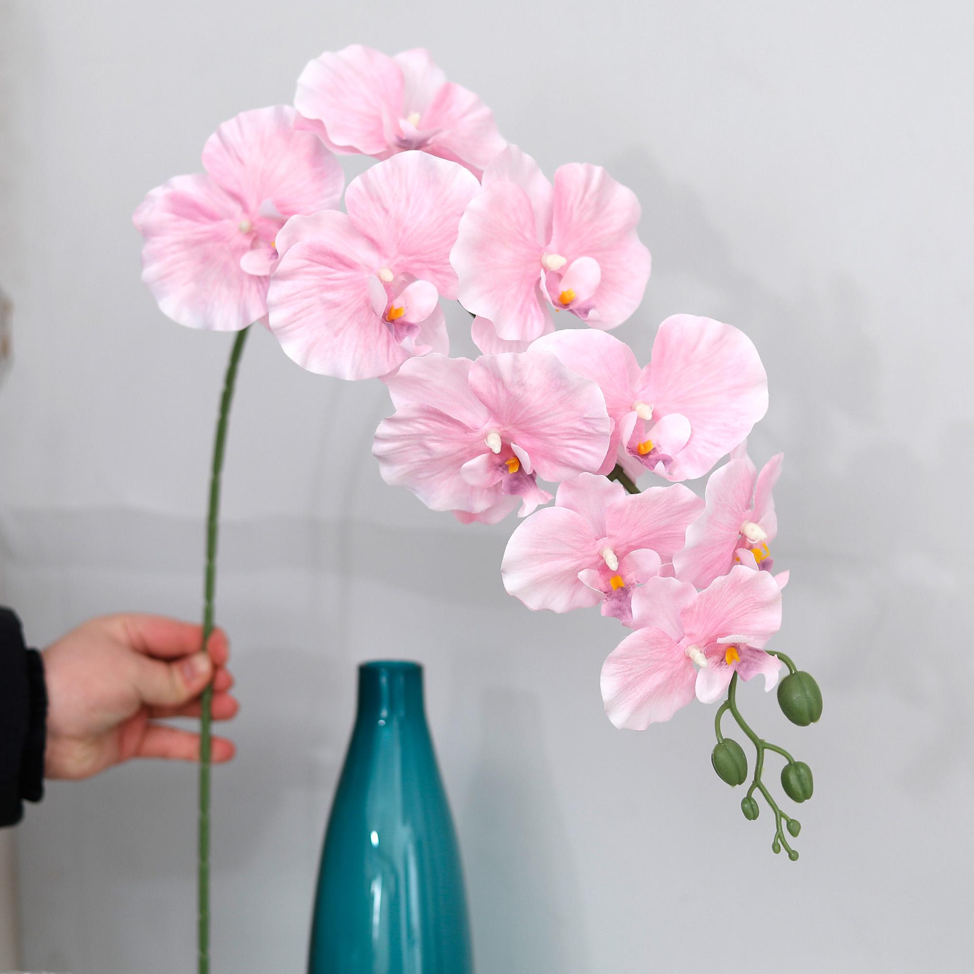 98cm 3D Nouvelles Branches de Fleurs Artificielles Phalaenopsis Toucher Réel Faux Tiges d'Orchidées Papillon Arrangement Floral Mariage Décoration Intérieure