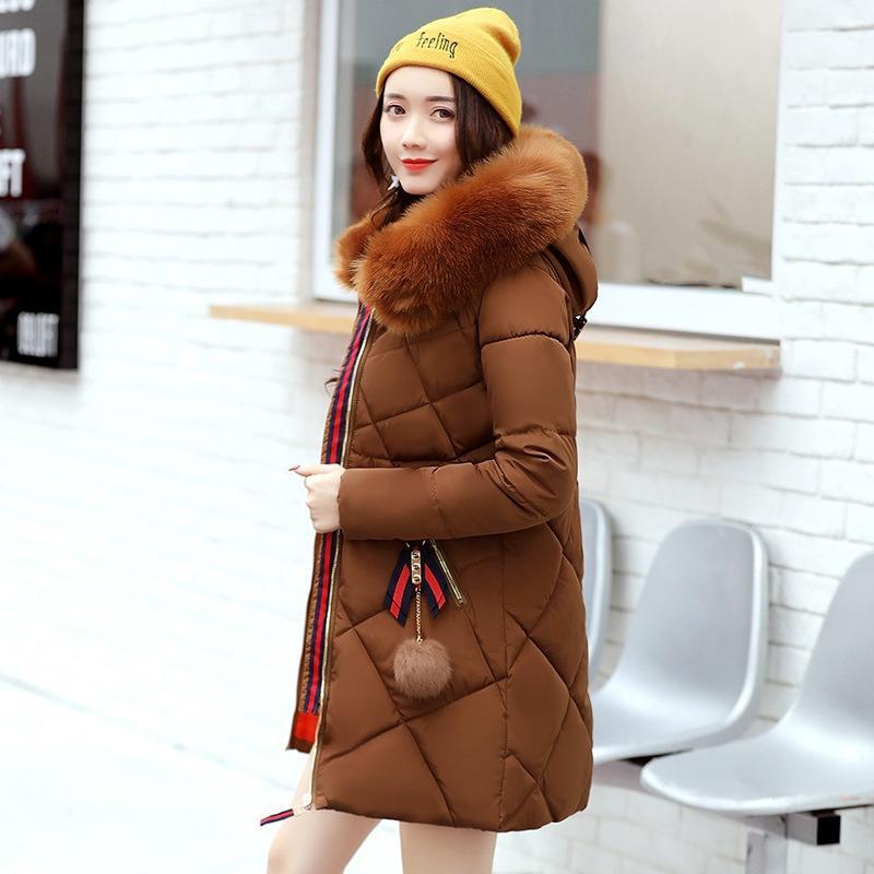 Women Slim Hooded Down Padded Long Winter Warm Parka Outerwear Ladies Zipper Jacket