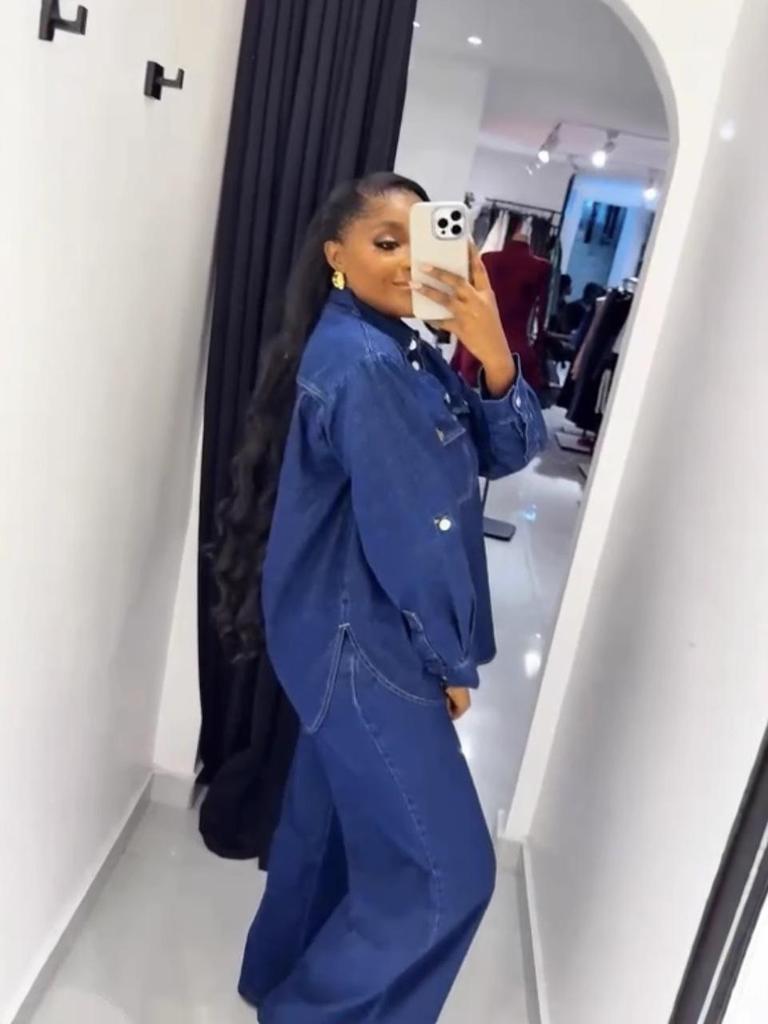 Women's Retro Denim Lapel Cardigan & Straight-Leg Pants Set