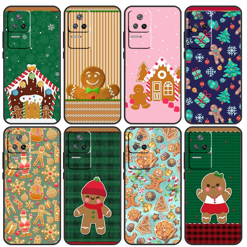 Cute Gingerbread Man Christmas Case For POCO F5 X3 X5 Pro M4 F3 F4 X4 GT M5s Cover For Xiaomi 12T 11T Pro 12X 12 13 Lite