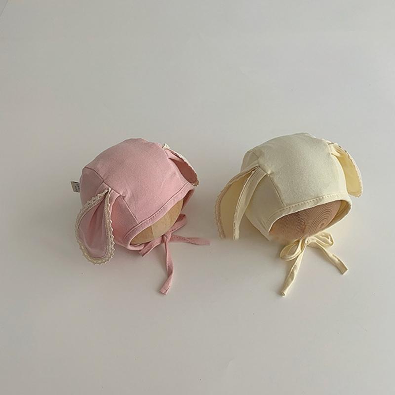 Newborns Cotton Bonnet Hat with Earflaps and Chin Ties, Breathable Baby Fetal Caps Comfortable Toddlers Warm Hat
