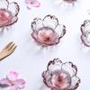Exquisite Gold Inlay Glass Sakura Disc Nordic Style Japanese Sauce Bowl Small Flower Candle Holder Wedding Table