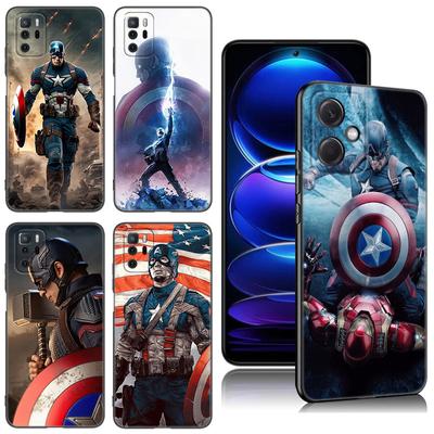 Captain America Black Silicone Phone Case For Xiaomi Redmi Note 10 11 11S 12 13 4G 8 9 11T Pro 5G Plus 8T 9S 10S 12S