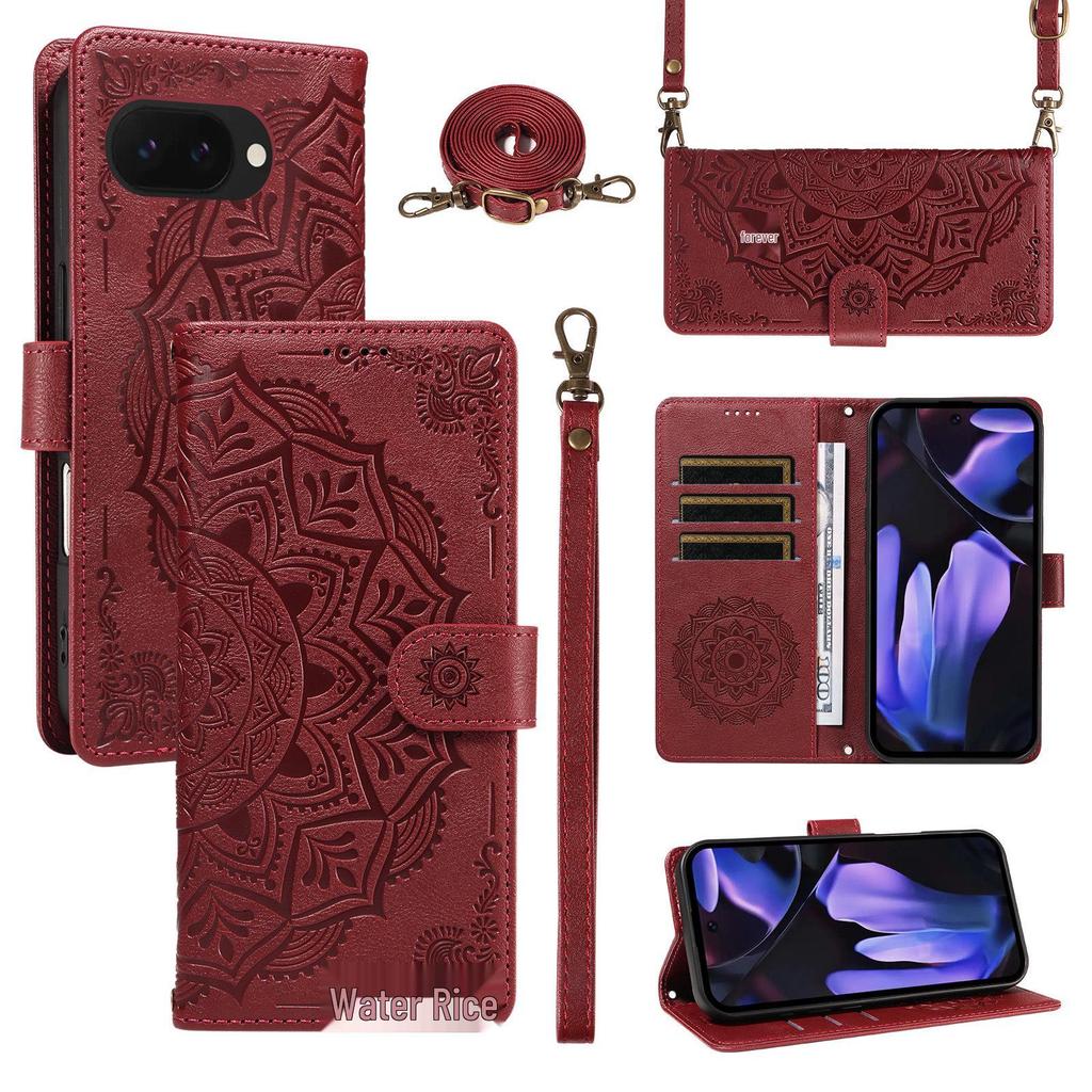 Compatible with Google Pixel 11 Pro XL Embossed Mandala Flip Case with Card Slot
