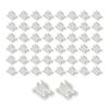 Clear LED Tape Fasteners, Plastic LED Ribbon Holders, with Two Opposing Prongs and Flat Mounting Bases for Direct Placement and Organized Routing